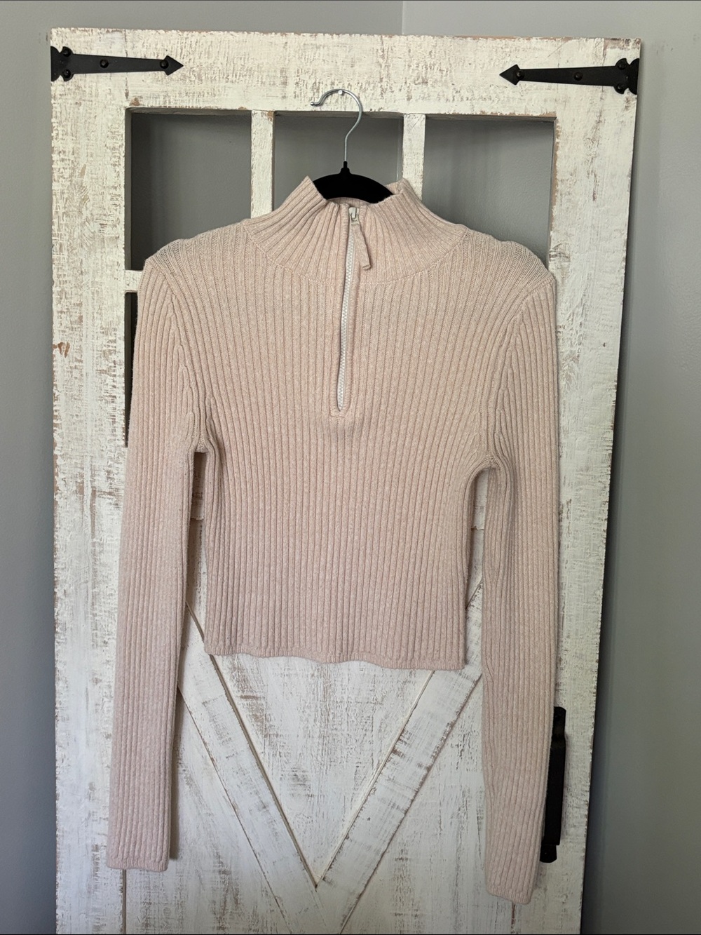 Aerie Cropped Ribbed Half-Zip Sweater Top